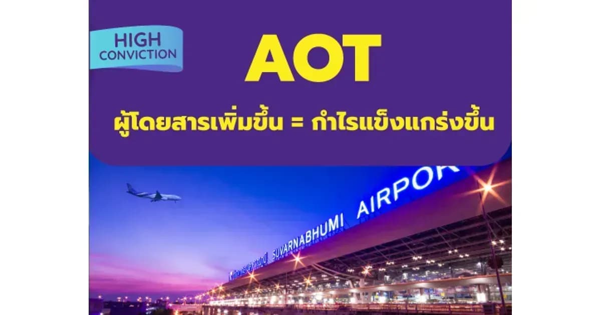 High Conviction: AOT – ผู้โดยสารเพิ่มขึ้น = กำไรแข็งแกร่งขึ้น – OUTPERFORM (ราคาเป้าหมาย 80 บาท)