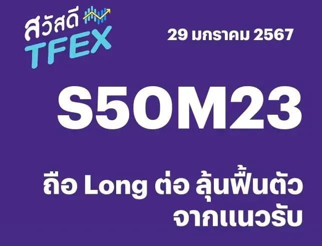 Sawasdee TFEX - 29/01/2024 S50H24 – ถือ Long ต่อ ลุ้นฟื้นตัวจากแนวรับ