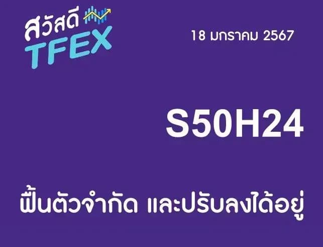 Sawasdee TFEX & Block Trade - 18/01/2024 S50H24 ฟื้นจำกัด และปรับลงได้อยู่