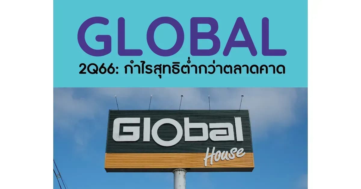GLOBAL – 2Q66: กำไรสุทธิต่ำกว่าตลาดคาด – NEUTRAL (ราคาเป้าหมาย 18.50 บาท)